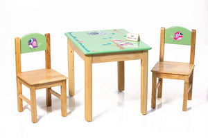 Modern Kraftz 'Lil Birds' Themed Two seater Kids Study Table Chairs Set for Home