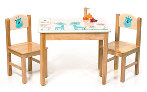 Modern Kraftz 2 Seater Wooden 'Giraffe and Colorful Mushrooms' Themed Kids Table