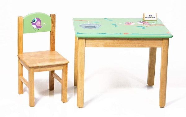 Modern Kraftz 'Lil Birds' Themed Wooden Kids Study Table and Chair Set for Home