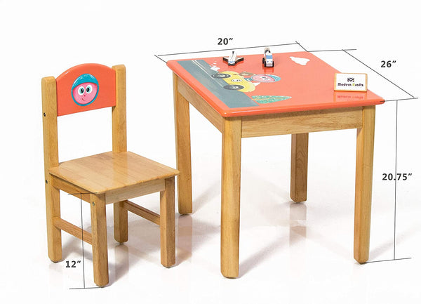 Modern Kraftz 'Jack and The Bear' Themed Wooden Kids Study Table with 2 Chairs Set