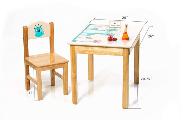 Modern Kraftz 'Giraffe and Colorful Mushrooms' Themed Wooden Table Chair Set