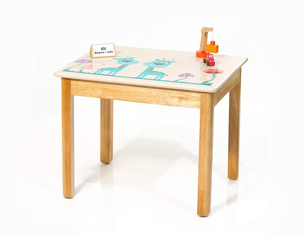 Modern Kraftz 2 Seater Wooden 'Giraffe and Colorful Mushrooms' Themed Kids Table