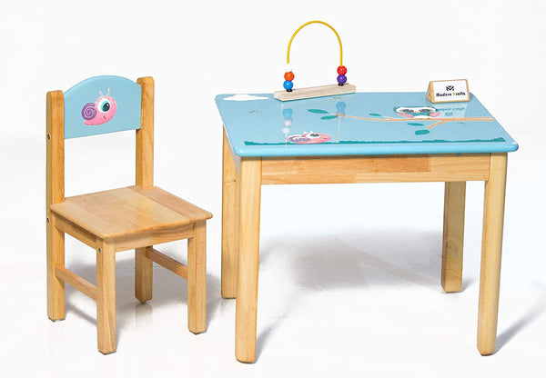 Modern Kraftz 'Baby Owl and The Snail' Themed Kids Study Table Chair Set for Home