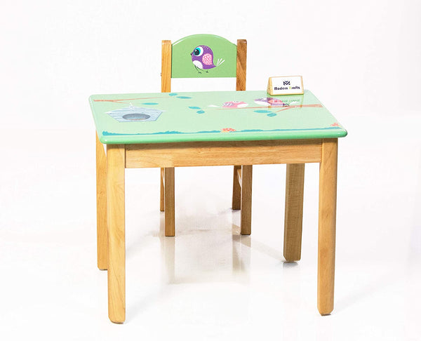 Modern Kraftz 'Lil Birds' Themed Wooden Kids Study Table and Chair Set for Home