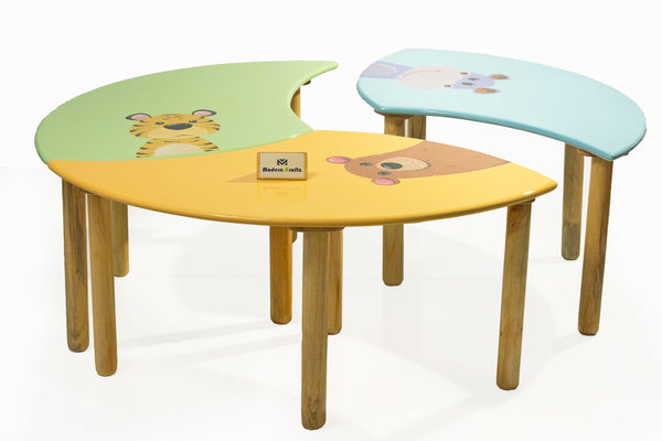 Modern Kraftz Animal Themed Kids Activity 3-Piece Puzzle Table for Kindergarten and Daycare