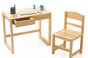 Modern Kraftz Wooden Senior Kids Study Table Chair Set with Drawer (for 6+ yrs) - Natural Finish