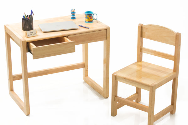 Modern Kraftz Wooden Senior Kids Study Table Chair Set with Drawer (for 6+ yrs) - Natural Finish