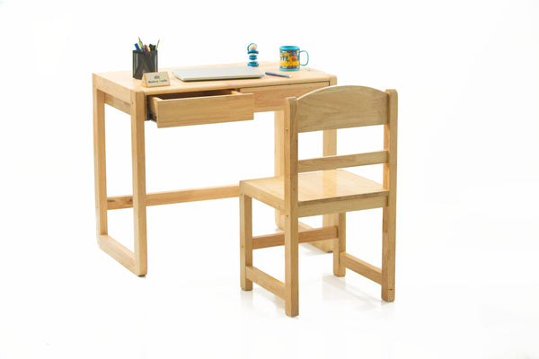 Modern Kraftz Wooden Senior Kids Study Table Chair Set with Drawer (for 6+ yrs) - Natural Finish