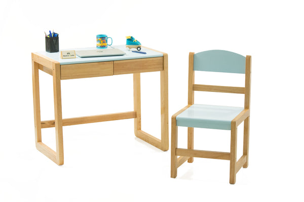 Modern Kraftz Wooden Study Table Chair Set with Drawer (for 6+ yrs) - Light Blue