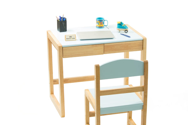 Modern Kraftz Wooden Study Table Chair Set with Drawer (for 6+ yrs) - Light Blue